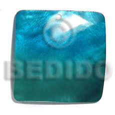 35mm square hammershell pendant / two tone-subdued green-subdued blue combination - Shell Pendant