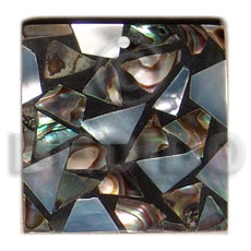 Flat square black resin Shell Pendant