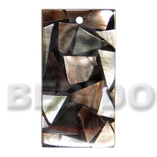 Flat30mmx15mm rectangle black Shell Pendant