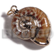 land snail (approx.  30mm - varying natural sizes ) molten gold metal series /  attached jump rings / electroplated / sl-133 - Shell Pendant