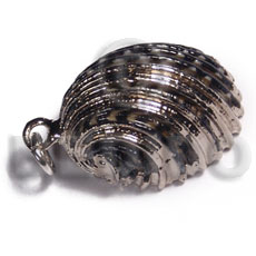 sihe shell - spiral (approx.  25mm - varying natural sizes ) molten silver metal series /  attached jump ring /electroplated / sl-159 - Shell Pendant