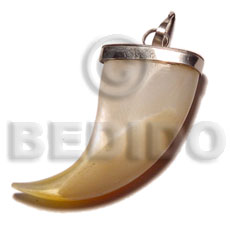 hand made Mop fangs encasted in metal Shell Pendants