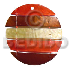 segmented kabibe shell circle 55mmm diameter/ 2 color combinationnation & MOP - Shell Pendants