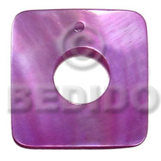 square 45mm lavender kabibe shell  15mm center hole - Shell Pendants