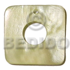 40mmx40mm light yellow square hammershell  15mm center hole - Shell Pendants