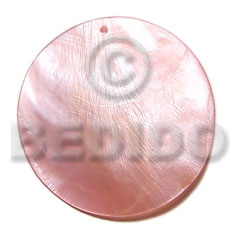 40mm round light pink hammershell - Shell Pendants