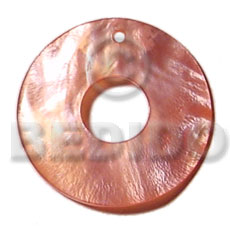 40mm donut  peach hammershell  15mm center hole - Shell Pendants