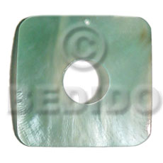 40mmx40mm square aqua hammershell   15mm center hole - Shell Pendants