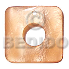 40mmx40mm square  orange  hammershell  15mm center hole - Shell Pendants