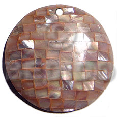 45mm round in rust  color hammershell blocking  resin backing - Shell Pendants