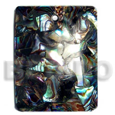 40mmx30mm square laminated paua chips  resin backing - Shell Pendants