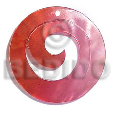 30mm round swirl kabibe pendant/ two tone dark orange-pink - Shell Pendants
