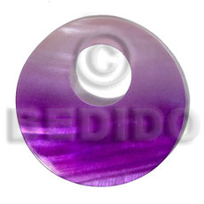 50mm round kabibe shell pendant  big 19mm top center hole  / graduated purple - Shell Pendants