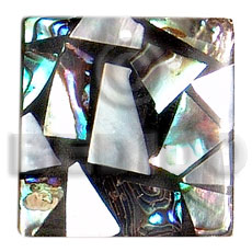 flat square  black resin  20mmx20mm laminated  paua/hammershell pendant - Shell Pendants
