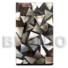 flat 30mmx50mm rectangle  black resin  laminated blacklip chips - Shell Pendants