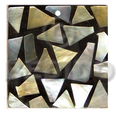 flat square  black resin   30mmx30mm laminated MOP chips - Shell Pendants