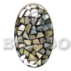 Dome oval 70mmx42mm laminated blacklip Shell Pendants