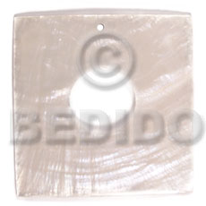 40mm square natural white capiz  15mm center hole - Shell Pendants