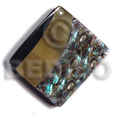 35mmx30mm laminated rectangular paua/blacklip shell  combination  5mm black resin backing - Shell Pendants
