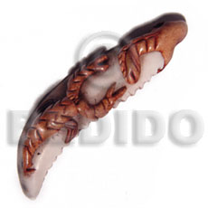 70mm  cowrie tiger shell fang  ( varying natural sizes )  clay scorpion /  tribal clay series - Shell Pendants