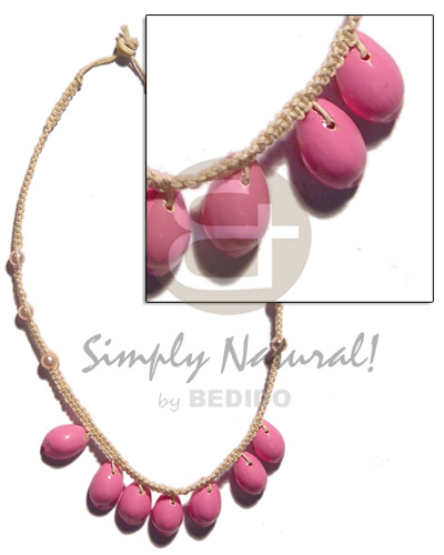 7 pc. pink sigay macrame  beads - Sigay Necklace