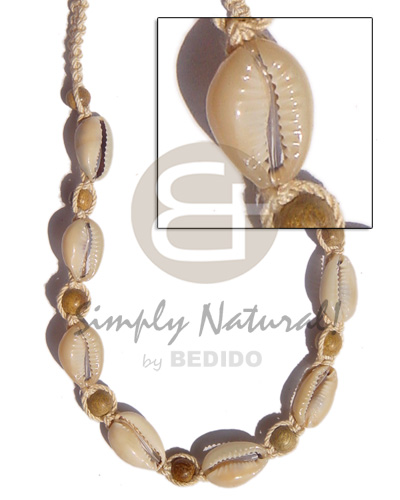 macramie / cut sigay / wood beads / robles - Sigay Necklace