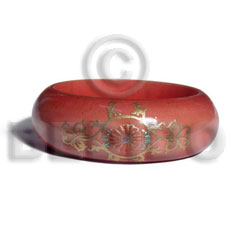light red mahogany tone  embossed metallic  handpainting / grained,sanded,stained and coated   clear high gloss protective finish nat. wood bangle / wood tones ht= 25mm / outer diameter =  65mm inner diameter  /  10mm thickness hand painted using japanese materials in the form of maki-e art a traditional japanese form of hand painting objects - Stained Bangles