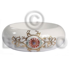 White embossed metallic Stained Bangles