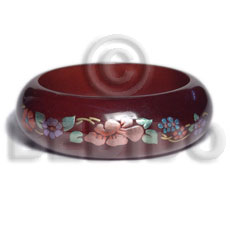 english chestnut tone / grained,sanded,stained and coated  embossed metallic handpainting / clear high gloss protective finish nat. wood bangle / ht= 25mm / outer diameter =  65mm inner diameter  /  10mm thickness hand painted using japanese materials in the form of maki-e art a traditional japanese form of hand painting objects - Stained Bangles