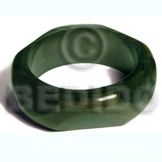 chunky / diana / stained and  clear coated high gloss polished green nat. wood bangle / ht= 25mm / 65mm inner diameter / 12mm  thickness - Stained Bangles