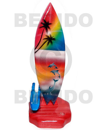 18.5inx3/14inx3.4in  handpainted wood removable surfboard penholder  card horlder / large - SurfBoards