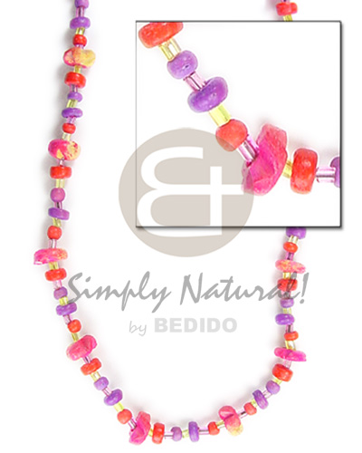 2-3/4-5 red-violet Pokalet/pink 10mm coco fl0wer splashing /glass beads - Surfer Necklace