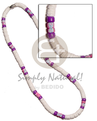 4-5mm white clam  lilac 4-5mm lilac coco splashing combination - Surfer Necklace