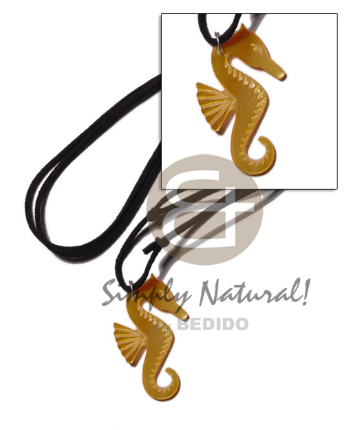 45mm MOP seahorse on adjustable leather thong - Surfer Necklace