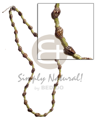 nassa tiger   glass beads - Surfer Necklace