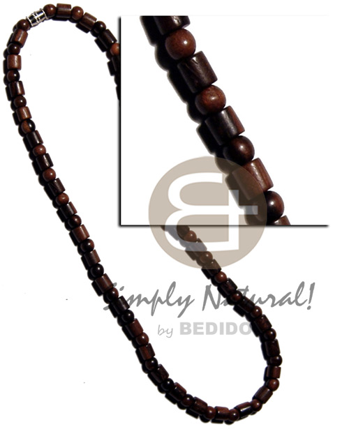 round camagong tiger wood beads  cylinder camagong tiger combination - Surfer Necklace