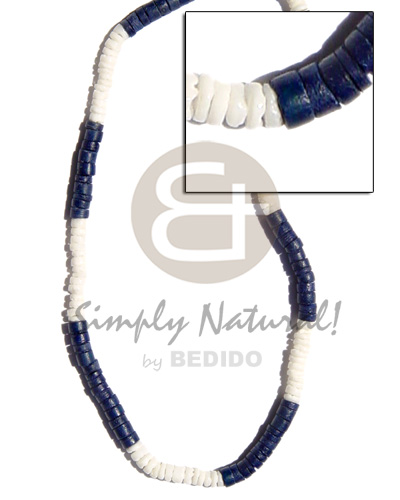 4-5mm white clam  navy blue coco heishe alt - Surfer Necklace