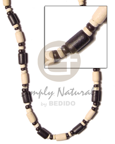 Black white wood tube coco Surfer Necklace