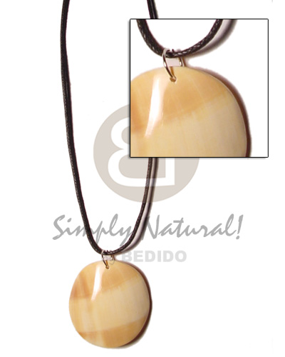 cord  polished 40mm round melo shell  pendant - Surfer Necklace