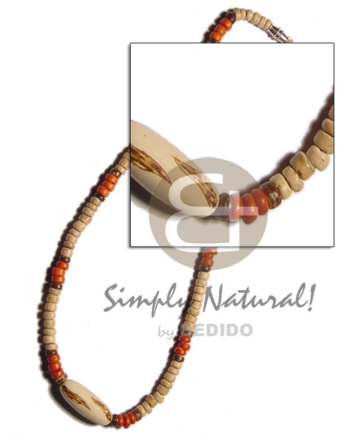 4-5 natural and orange coco Surfer Necklace