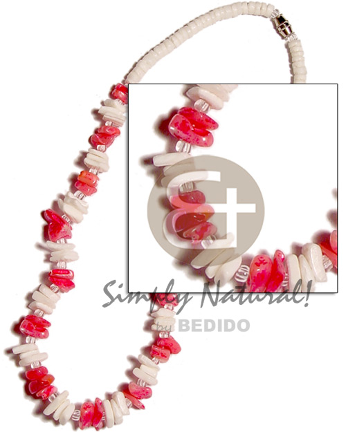 white rose  red dyed white rose combination - Surfer Necklace