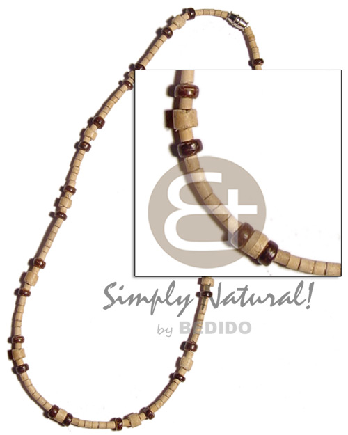 2-3mm coco heishe. natural white  4-5mm coco Pokalet./heishe combination - Surfer Necklace