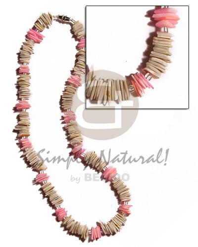 luhuanus chips  pink white rose combination - Tassled Necklace