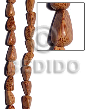 Palmwood semi-teardrop 3 sided Teardrop & Oval Wood Beads