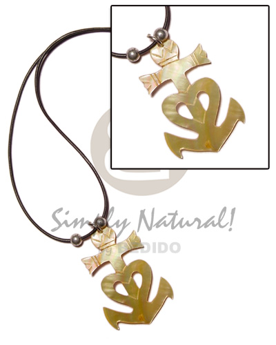45mm anchor MOP in wax cord - Teens Necklace