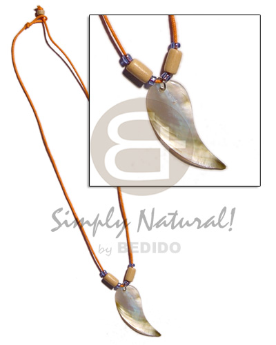 35mm tadpole MOP in wax cord - Teens Necklace