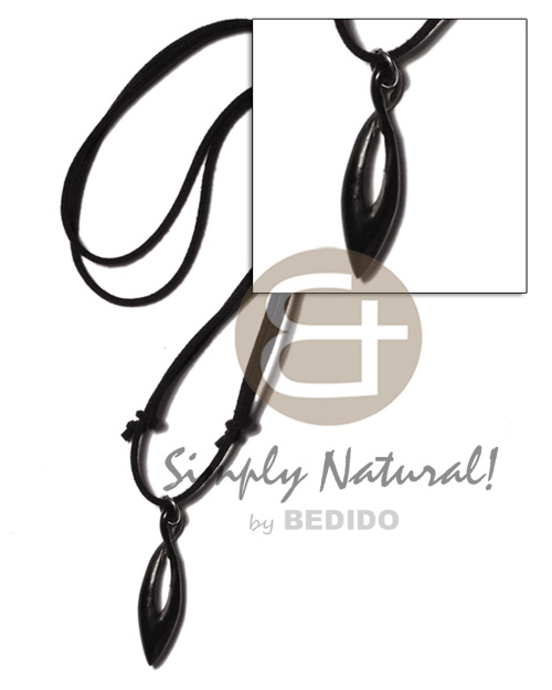 40mm celtic eye  carabao black horn pendant on adjustable leather thong - Teens Necklace