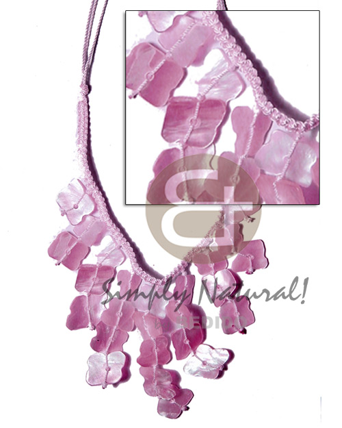 subdued pink macrame  dyed dangling hammershell-cleopatra - Teens Necklace