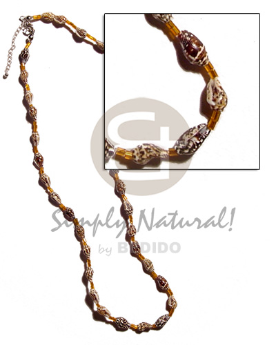 nassa tiger   glass beads - Teens Necklace