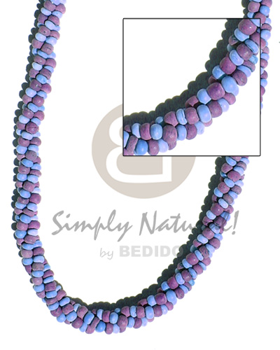 3 layers twisted  2-3mm coco Pokalet./  aqua blue/lavender combination - Teens Necklace